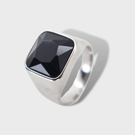 Silver Ring With Black Stone