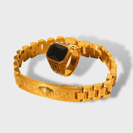 Versace Ring and Bracelet Pair - Golden