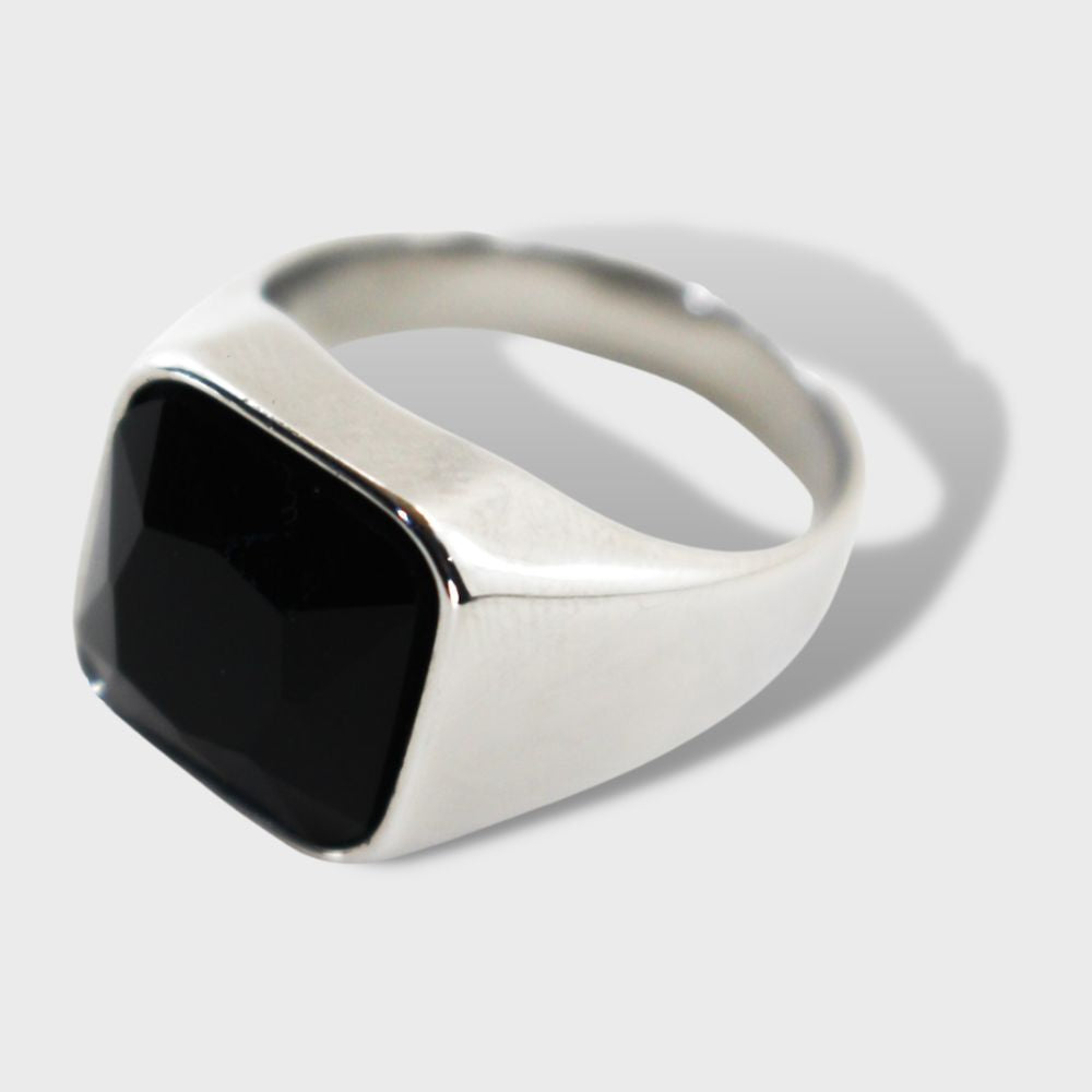 Silver Ring With Black Stone