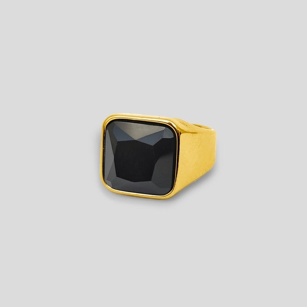 Golden Ring With Black Stone