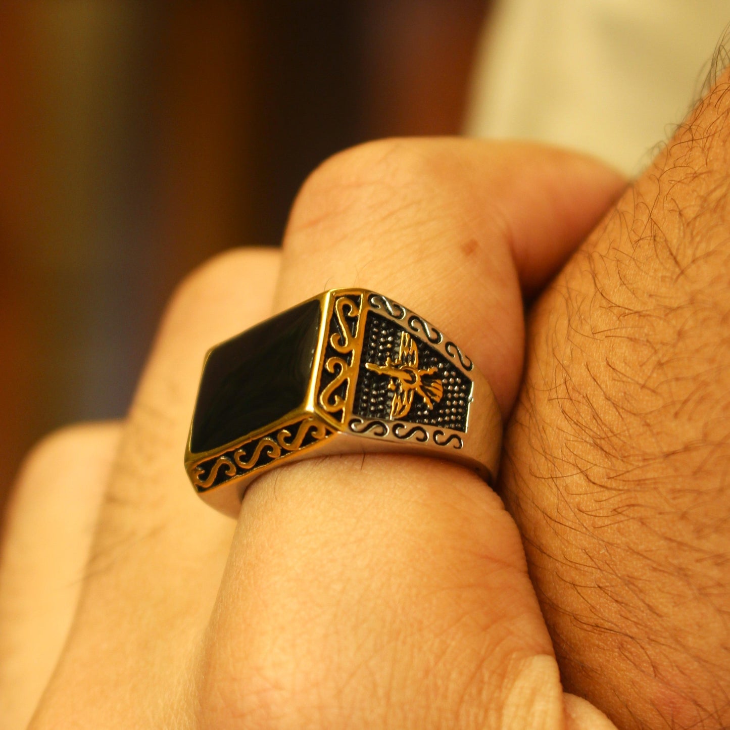 Turkish Argun Ring  - Golden Black