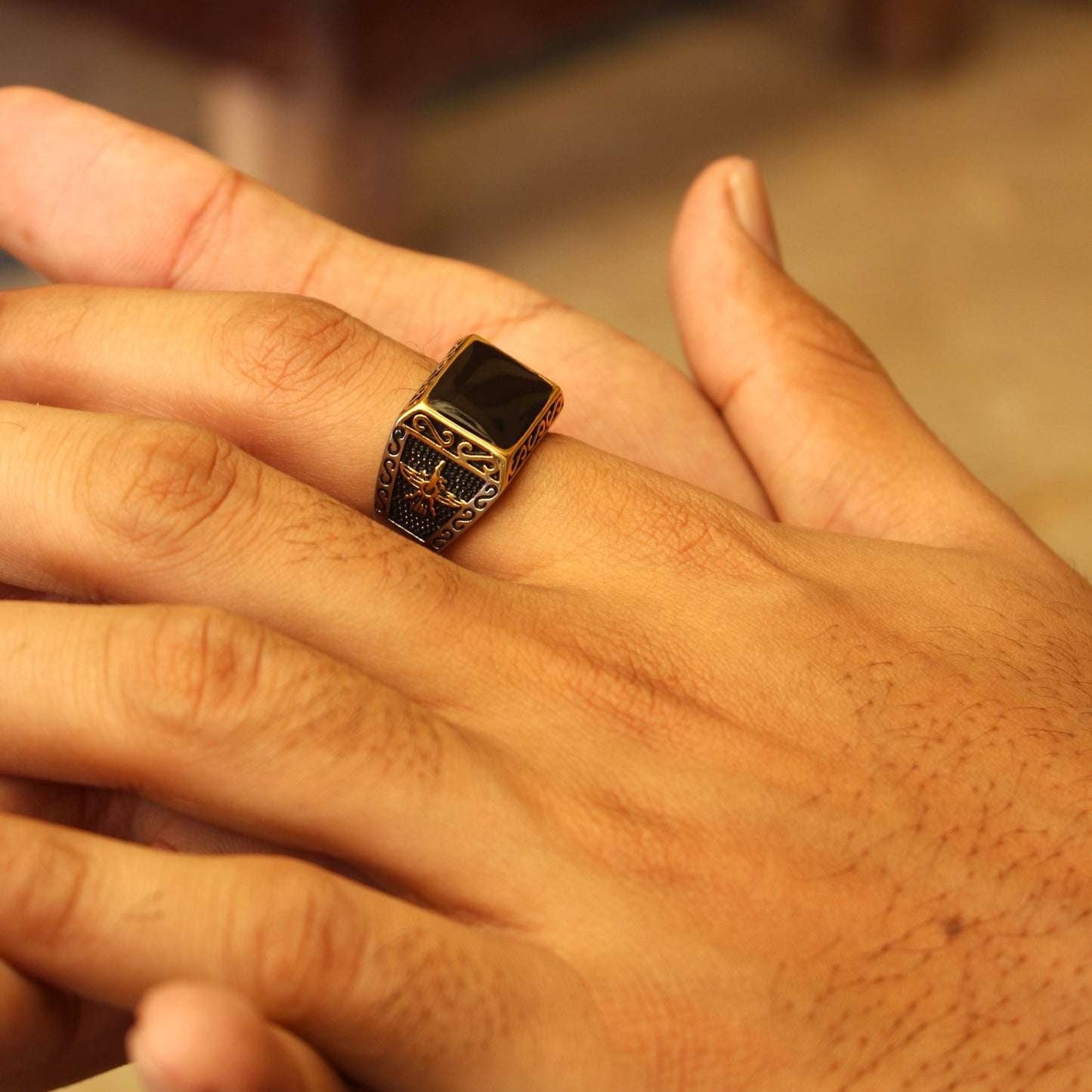 Turkish Argun Ring  - Golden Black