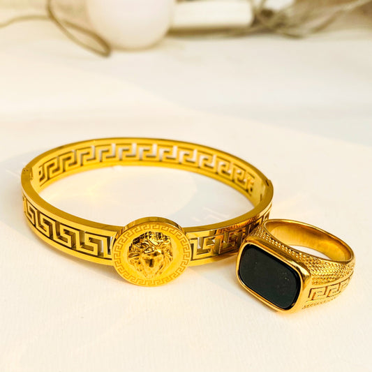 Versace Hand Band With Versace Golden Ring