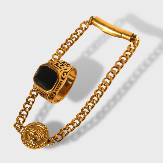 Chain Bracelet With Versace Ring Pair