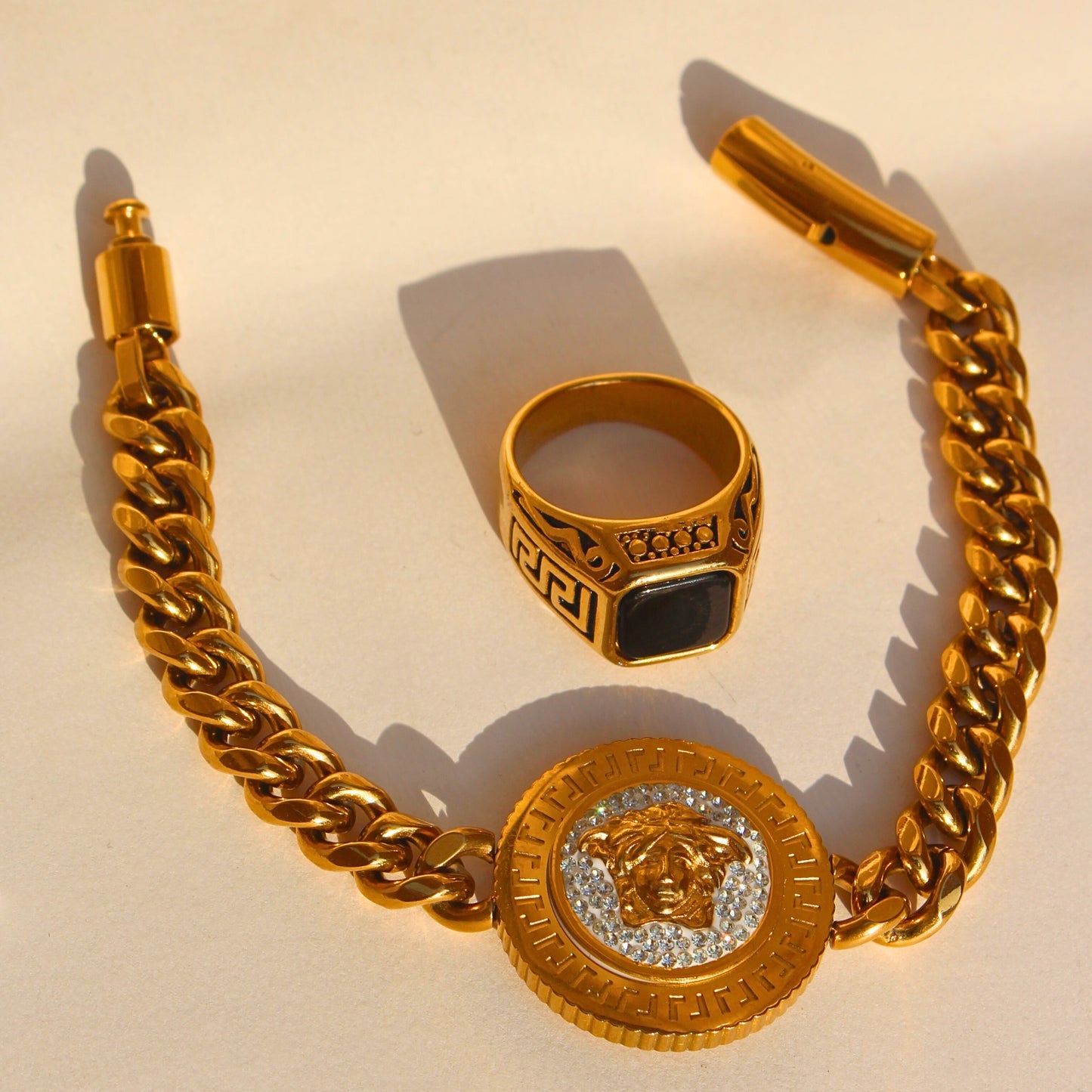 Versace Chain Bracelet With Versace Ring