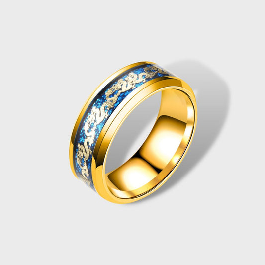 Blue Groove Beveled Edge Dragon Ring